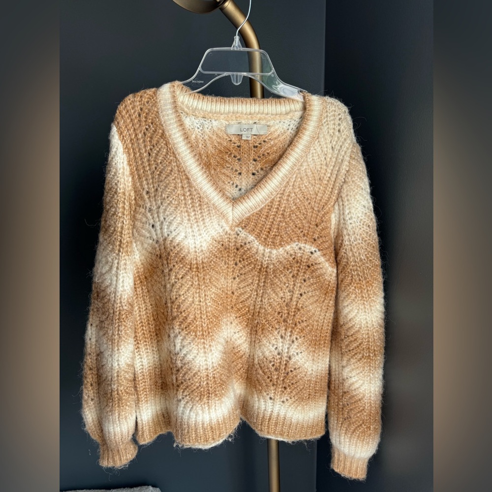 LOFT Space Dye Stripe Sweater. Cable Knit.Worn ONCE